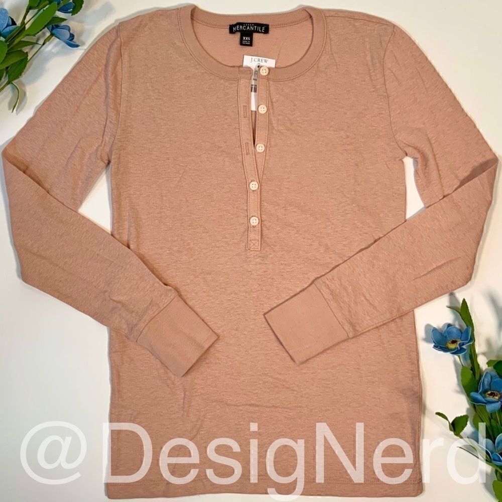 J.CREW MERCANTILE SLUB COTTON HENLEY IN DEEP BLUSH WOMEN’S SIZE XXS NWT